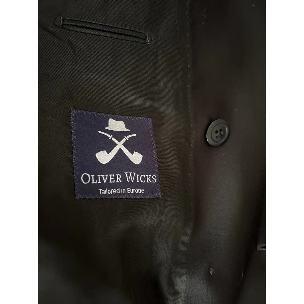 OLIVER WICKS Tuxedo Men's Black Double Breasted Shawl Collar Jacket Wool Blend